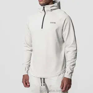 NEW Training 1/4 Zip Hoodie Lightweight Hoodie with Heightened Collar and Thumbhole 92% Polyester 8% Spandex
