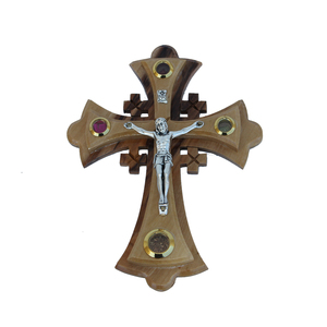 ไม้กางเขนขนาดใหญ่ทำด้วยมือผลิตภัณฑ์แขวนผนังอย่างยั่งยืนงานฝีมือไม้มะกอกและป้ายติดผนัง - Product Image 1