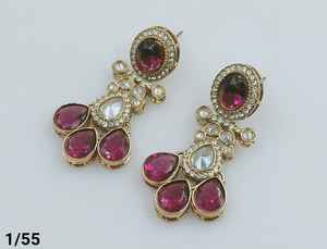 คอลเลคชั่นใหม่ล่าสุดเครื่องประดับอินเดียต่างหู Jhumka Kundan ต่างหูคอลเลกชันใหม่ล่าสุดของผู้หญิงต่างหูมีสไตล์คอลเลกชัน2024 - Product Image 4