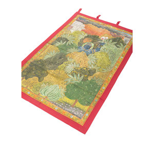 Tapisserie murale bohème en coton vert style Pichwai, motif scénique pour décoration extérieure et chambre, avec corde en métal - Product Image 2