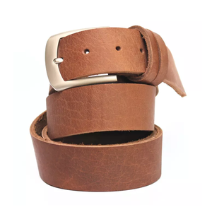 Cinturón de piel auténtica de piel de vaca de lujo personalizable estilo clásico informal vintage con hebilla de aleación ajustable de Pakistán - Product Image 1