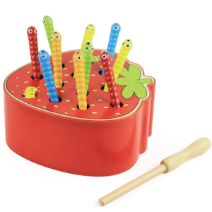 Montessori Educación Temprana Fresa Manzana Gusano Color <span class=keywords><strong>Juego</strong></span> Cognitivo Niños Rompecabezas Niños Diversión Gusano Atrapar Juguete - Product Image 1