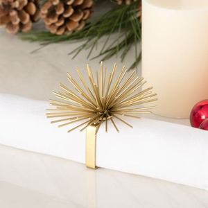 Rond de serviette en métal plaqué or avec motif flocon de neige Décor de table en métal élégant pour les mariages et les fêtes pour les couleurs chaudes de l'été - Product Image 6