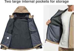 Veste imperméable coupe-vent à coque rigide de haute qualité, personnalisée, pour l'extérieur, fermeture éclair, haute performance, entièrement pour hommes, vente en gros - Product Image 4