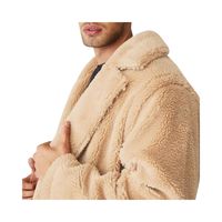 Veste longue en polaire pour homme, manteau Teddy oversize, col rabattu, couleur unie, vêtement d'hiver décontracté, doublure en soie épaisse, tissu peigné