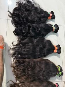 Cabello indio a granel y doble trama texturas de cabello natural liso, ondulado y rizado crudo sin procesar cabello humano a granel para trenzar trama - Product Image 5