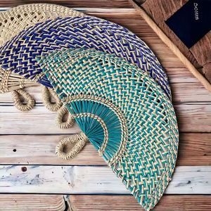 Ensemble de ventilateurs muraux décoratifs en bambou et rotin tissés à la main du Vietnam, décoration bohème naturelle pour la maison, vente en gros, export - Product Image 1