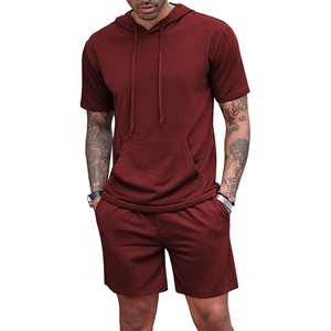 Conjunto de camiseta y pantalones cortos para hombre de alta calidad de nuevo color, Conjunto de camiseta y pantalones cortos de gran tamaño con cuello redondo informal personalizado de algodón orgánico para hombre - Product Image 3