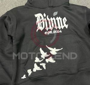 Pull Heavyweight Streetwear HipHop Hoodie Pour Hommes Logo Personnalisé Puff Impression Pull hommes sweats à capuche pour adultes - Product Image 3