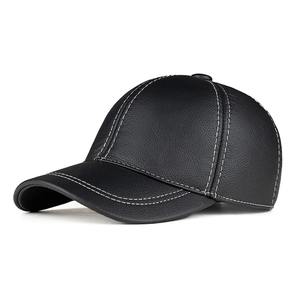 Casquette en cuir de mouton véritable naturel chapeau pour femmes nouveau automne hiver chaud casquettes de Baseball pour hommes ligne blanche marques casquette de Golf - Product Image 1
