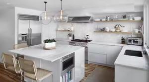 Armarios de cocina con coctelera blanca de diseño moderno personalizado, muebles de Casa inteligentes, lacado, montaje de comedor para constructores - Product Image 4