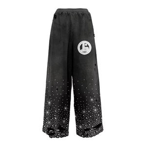 Pantalons de survêtement décontractés à jambes larges et droites pour hommes, fabricants de pantalons de survêtement, surdimensionnés, empilés, personnalisés, amples, évasés, avec strass - Product Image 5