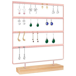 Présentoir de boucles d'oreilles en métal or rose à 4 couches et 88 trous Organisateur de plateau de bijoux pour boucles d'oreilles suspendues - Product Image 1