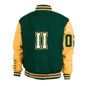 Veste universitaire de baseball pour hommes 100% laine col rond vestes universitaires Streetwear hiver cuir manches Varsity veste hommes - Product Image 2