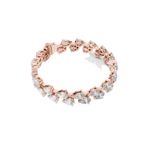 Bracelet tennis double rangée en diamants de laboratoire 26,52 CT, taille poire et taille ronde, or 10KT, 14KT, 18KT et argent 925, rose, jaune, blanc - Product Image 6