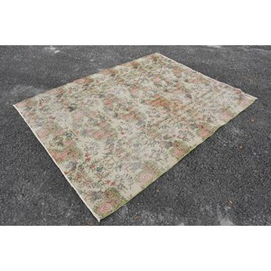 Tapis turc vintage grande surface 5.9 X 7.6ft classique Beige vert Patchwork motif laine matériau Latex support pour chambre couloir - Product Image 3