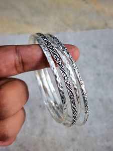 Vintage 4-Piece Flower Texture Vintage Bahamian Bracelet <b>Set</b> 925 Sterling Silver Plated Stackable Women's Gifts Christian - Product Image 5