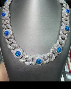 สร้อยคอเพชรคิวบา20มม. สุดเท่: เครื่องประดับสร้อยคอผู้ชายสไตล์ฮิปฮอป - Product Image 2