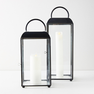 Venta al por mayor elegante vela de hierro linterna acabado brillante vidrio mango de metal Navidad hogar Interior decoración exterior con - Product Image 6