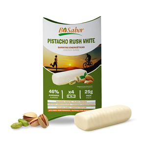 Pistacho Rush White Bisabor Almond Energy Bar: Barretta Energetica al Pistacchio con Rivestimento Bianco, Snack Salutare per Atleti, Confezione da 4x25g - Product Image 1