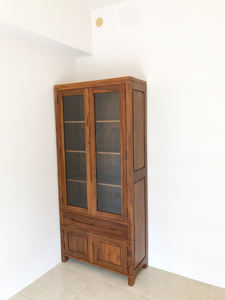 Magníficas estanterías clásicas de teca, estanterías con 4 puertas y 2 cajones para sala de estudio y oficina - Product Image 4