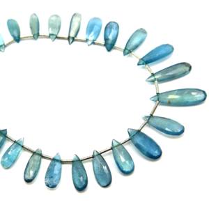 Cuentas naturales en forma de pera facetadas de Aguamarina musgo hechas a mano de 8 pulgadas para la fabricación de joyas tamaños 10X5MM a 20X6MM aprox. - Product Image 1