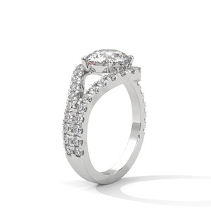 2.54ctw Round Brilliant Cut CZ Bypass Halo <b>Ring</b> 925 Sterling Silver Engagement Band - Product Image 2