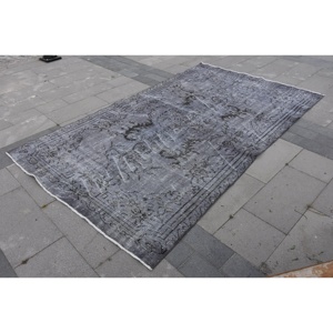 พรมตุรกี 5.2x9 ฟุต (160x273 ซม.) สีเทา ลายปะติดแบบวินเทจ - Product Image 1