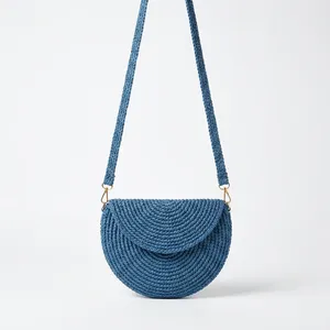 Bolsos de mano de rafia con cuentas para mujer, estilo bohemio, coloridos, de forma redonda, para uso diario en todas las estaciones. - Product Image 4