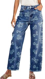 Nouveau pantalon en denim 100% coton pour homme et femme, vintage, lourd, ample, à jambe droite, haut de gamme, imprimé, avec des coutures décoratives - Product Image 3