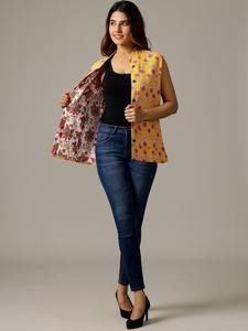 Nueva Colección Chaqueta Acolchada Reversible Unisex de Algodón con Estampado Floral en Bloques, Chaleco de Media Manga para Otoño e Invierno, Ropa de Fiesta - Product Image 5