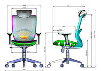 Chaise de bureau ergonomique en maille avec appui-tête et accoudoirs réglables, pivotante, pour bureau à domicile, design moderne