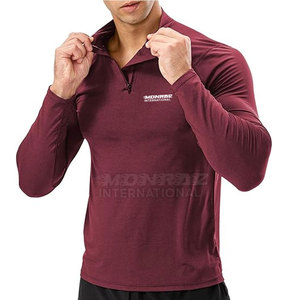 Camisa de compresión para hombre al por mayor con cremallera que absorbe la humedad camiseta de compresión deportiva para hombre - Product Image 4