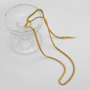 Última 18K chapado en oro de acero inoxidable joyería Simple largo serpiente collar ajustable para mujeres Punk collar P243477 - Product Image 3