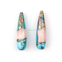 Pierre précieuse en opale rose Mohave, turquoise cuivrée, forme briolette lisse, longue forme goutte, 9x30mm, pour boucles d'oreilles, pendentifs, fabrication de bijoux DIY