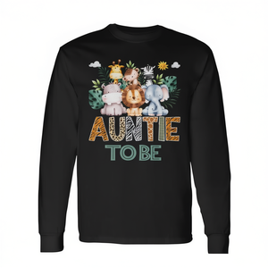 T-shirt a maniche lunghe per futura zia, con animali della giungla, safari, rivelazione del sesso, elegante t-shirt promozionale - Product Image 2