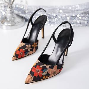 Sandalias Elegantes y Sexys de Tacón Ultra Alto para Mujer, con Estampado, de Gamuza, con Tira Abierta, Punta Puntiaguda, Estilo Europeo Americano - Product Image 6