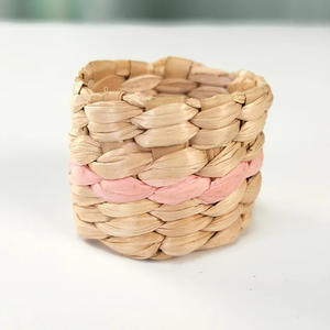 แหวนผ้าเช็ดปากผักตบชวาแบบถักมืออุปกรณ์ตกแต่งอาหารเย็นชุดวงแหวนธรรมชาติสำหรับผ้าเช็ดปาก - Product Image 3