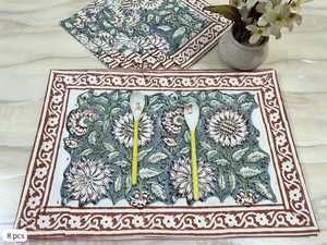 Jaipur traditionnel fabriqué à la main 100% coton napperons bloc imprimé Table à manger napperons ethnique indien coton salle à manger tapis - Product Image 2