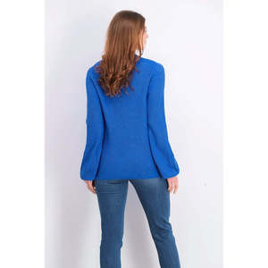 Maglione Vintage da Donna con Maniche a Palloncino e Arricciature, Blu, Taglia L - Resistente alle Intemperie per la Stagione Autunnale - Product Image 2