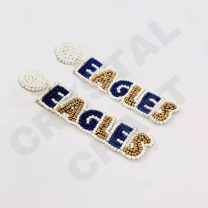 Boucles d'oreilles en perles d'aigles vintage pour femmes couleur orange blanc bleu patriotique pour mariage ou jour commémoratif - Product Image 1