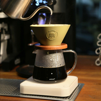 Ensemble de filtres à café pliables écologiques portables avec support en bois, design moderne, grande capacité 600-900 ml, composants en silicone