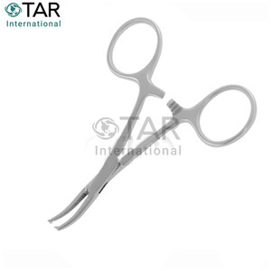 Micro pince à artère anti-moustiques incurvée 1x2 dents 10.0cm pince hémostatique chirurgicale en acier inoxydable Micro pince Medic Instruments - Product Image 4