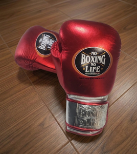 Gants de boxe MMA Muay Thai de haute qualité en cuir rouge Pro Leather No Boxing No Life, légers, logo personnalisé, à lacets, pour entraînement et sparring - Product Image 1