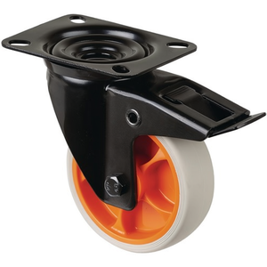 Roulettes gris clair BS pour meubles, diamètre de roue 100 mm, capacité de charge 110 kg, roulette pivotante avec frein en caoutchouc 104x80 mm - Product Image 3
