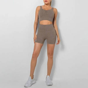 Conjunto de Yoga de algodón 100% de alta calidad para mujer, Sujetador deportivo personalizado con MOQ bajo, mallas con patrón impreso, gimnasio, Fitness, deportes - Product Image 2