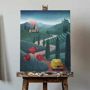 Base de Lienzo Impresa Digitalmente con Diseño de Viaje al Atardecer - Product Image 5