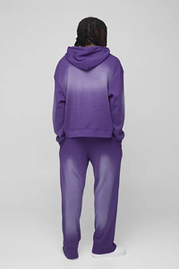 Survêtements à capuche zippés en tissu gaufré décontracté surdimensionné pour hommes, vente en gros personnalisée, imprimé lourd, 100% coton, vêtements d'hiver - Product Image 5