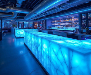 Barra de <span class=keywords><strong>Bar</strong></span> Moderna para Hotel, con Cubierta Redonda Grande de Mármol, Iluminación LED, para Uso en Casa y Centros Comerciales - Product Image 3