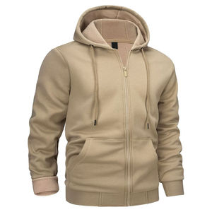 Meilleur prix pour les sweats à capuche d'hiver pour hommes en coton biologique 100%, fermeture éclair, haute qualité en stock, chaleur décontractée, broderie personnalisable - Product Image 1